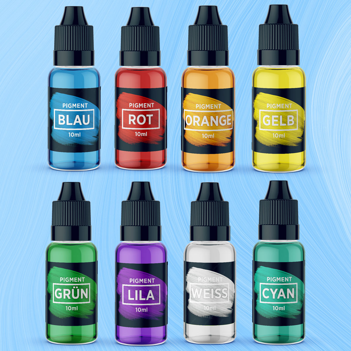Set de couleurs - 8 couleurs pigmentaires pour colorer la résine époxy (8 flacons de 10 ml chacun)